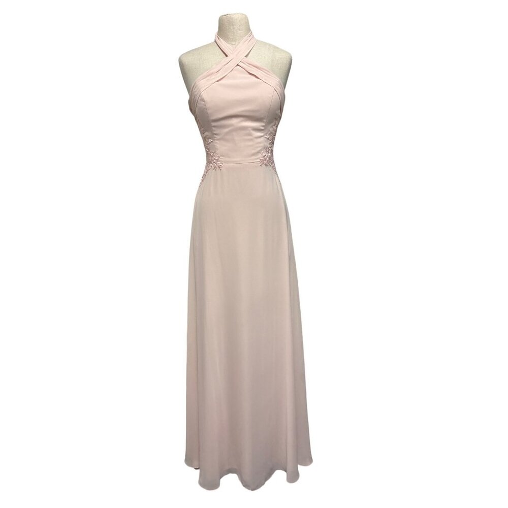 Apollo Blush Pink Halter Maxi Dress Size 6 Small Crisscross Neckline Bridesmaid